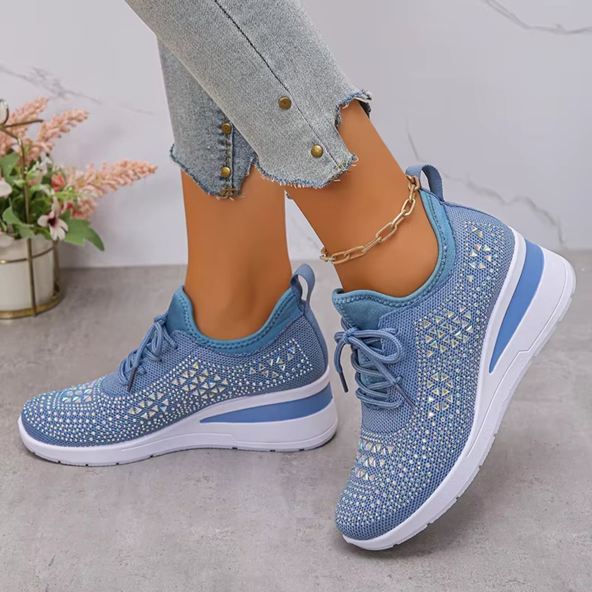 Sparkly Walking Sneakers for Women | Lightweight Fashion Trainers for Everyday Comfort