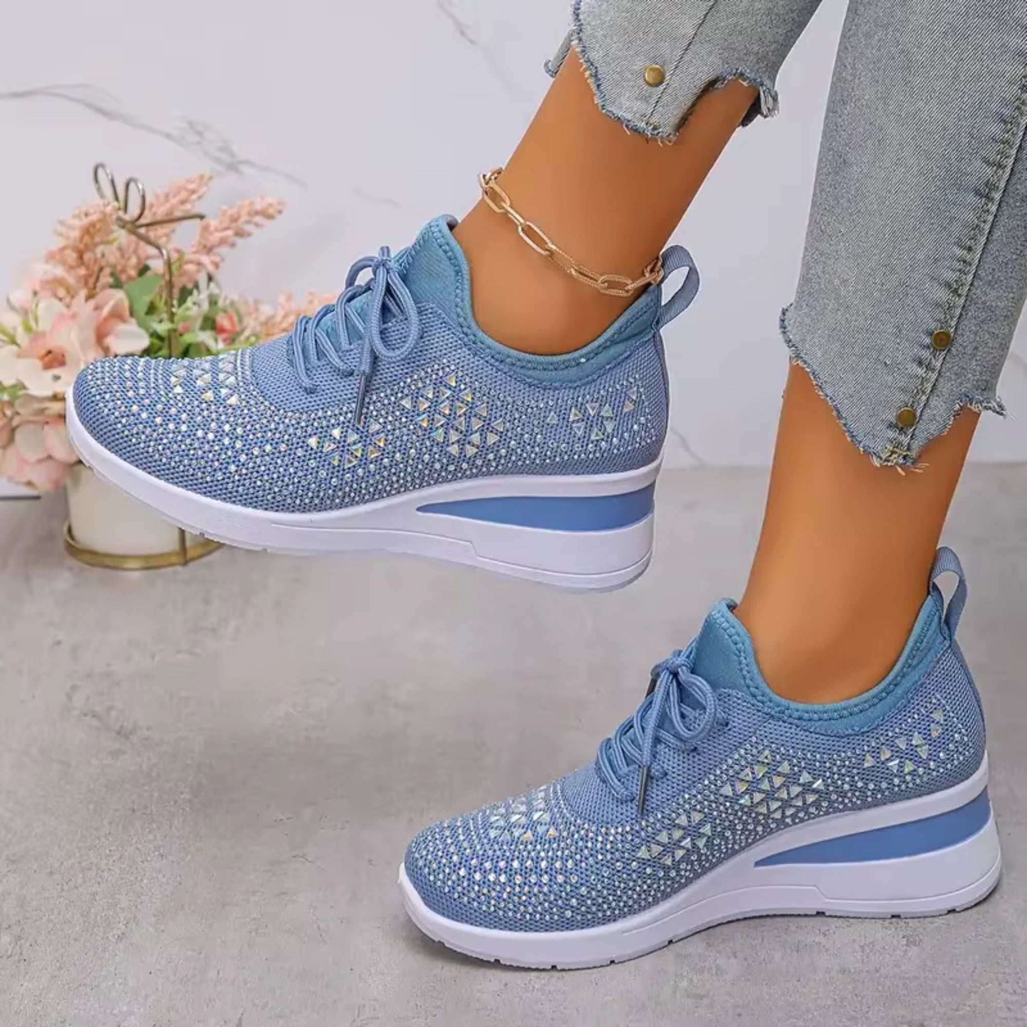 Sparkly Walking Sneakers for Women | Lightweight Fashion Trainers for Everyday Comfort