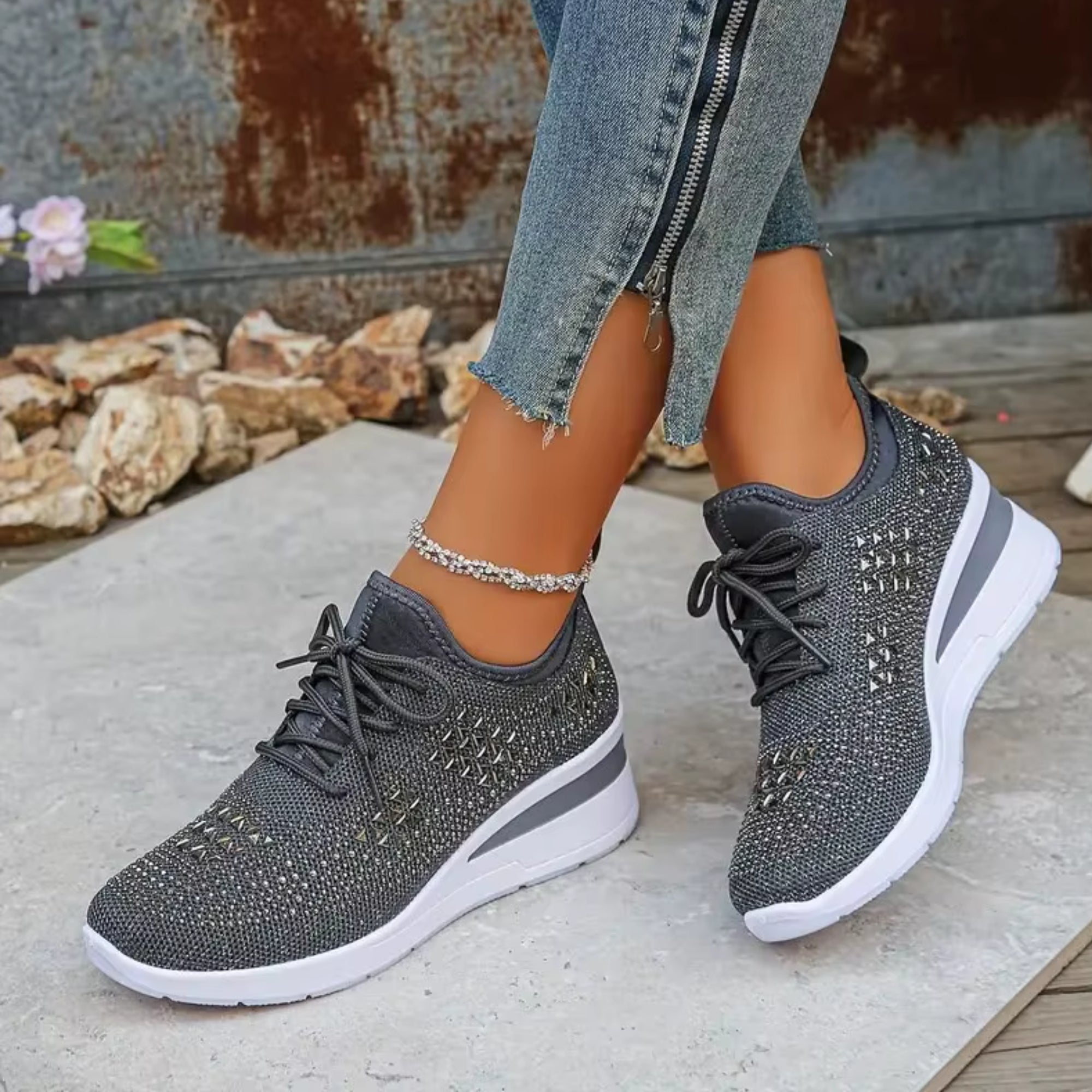 Sparkly Walking Sneakers for Women | Lightweight Fashion Trainers for Everyday Comfort