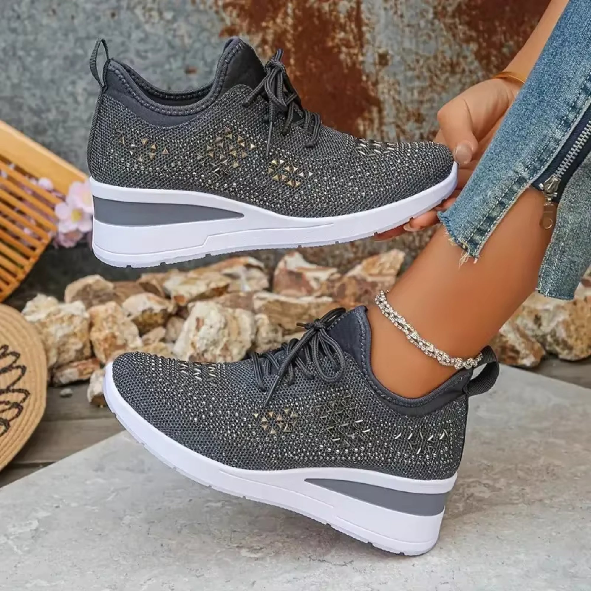 Sparkly Walking Sneakers for Women | Lightweight Fashion Trainers for Everyday Comfort