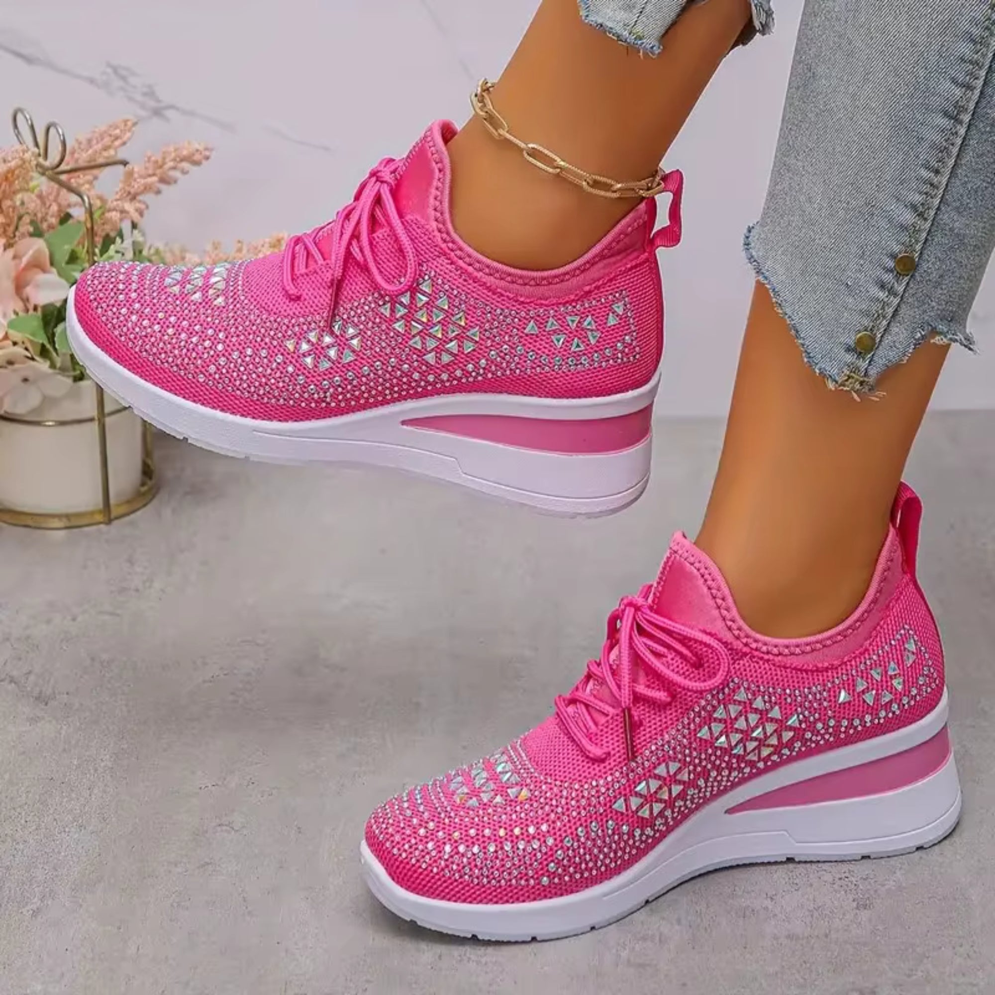 Sparkly Walking Sneakers for Women | Lightweight Fashion Trainers for Everyday Comfort