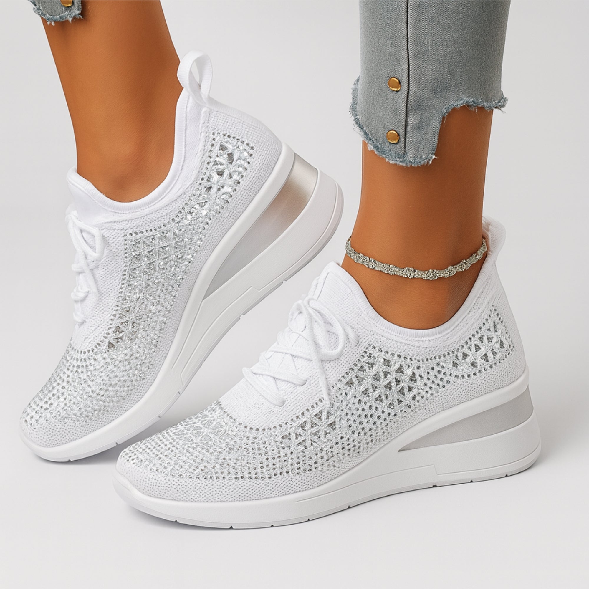 Sparkly Walking Sneakers for Women | Lightweight Fashion Trainers for Everyday Comfort