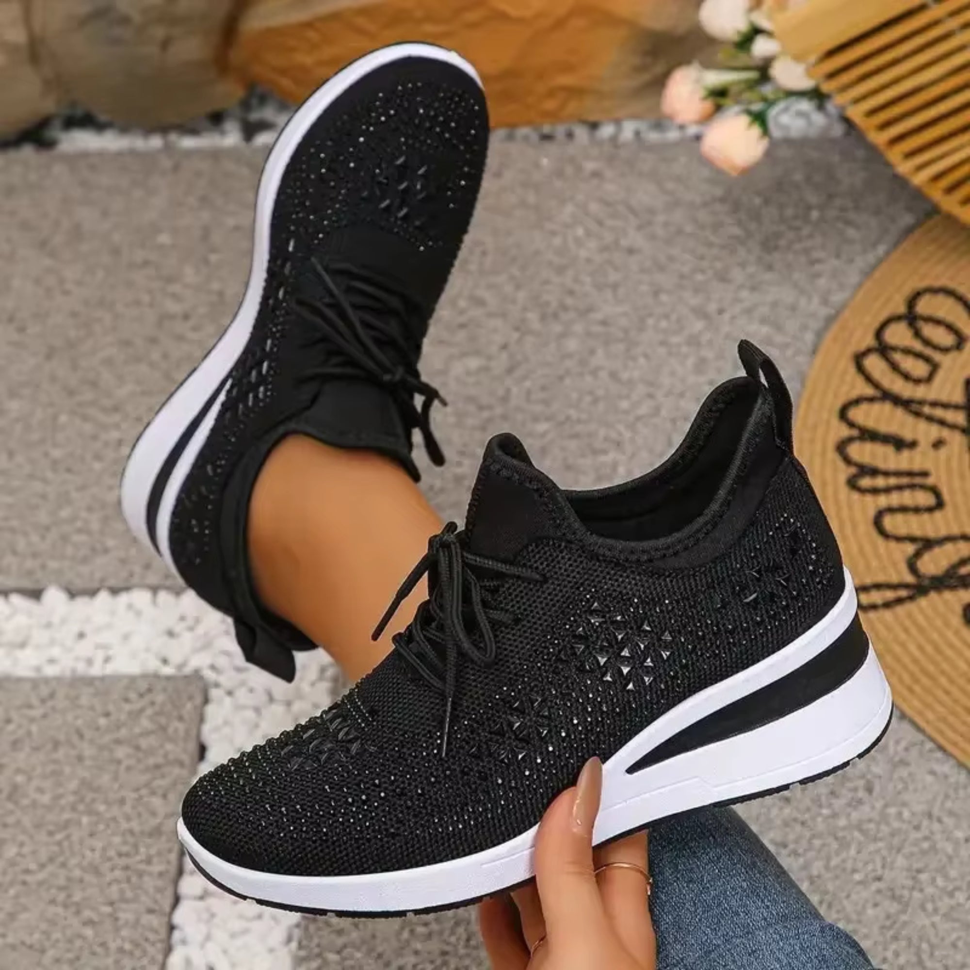 Sparkly Walking Sneakers for Women | Lightweight Fashion Trainers for Everyday Comfort