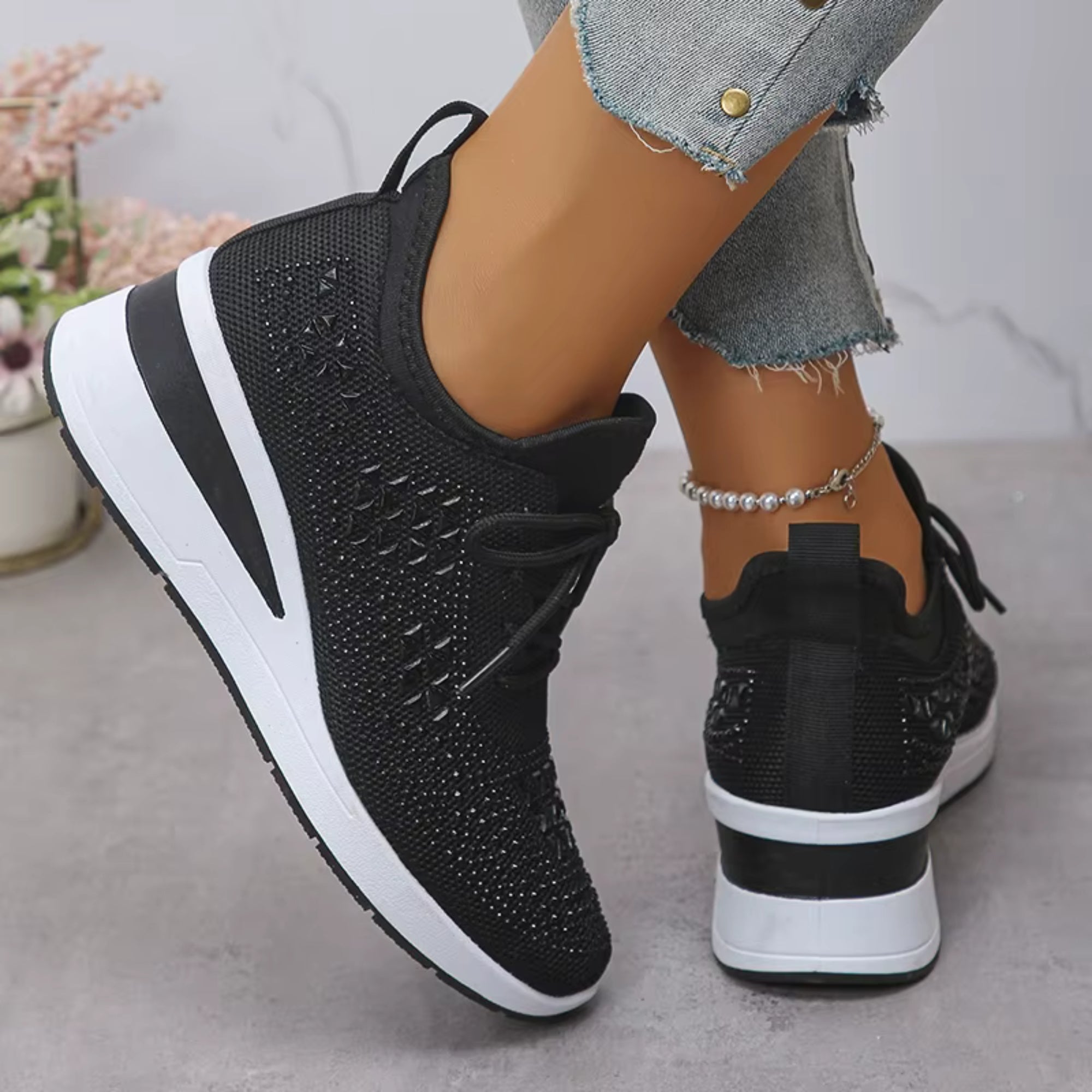Sparkly Walking Sneakers for Women | Lightweight Fashion Trainers for Everyday Comfort