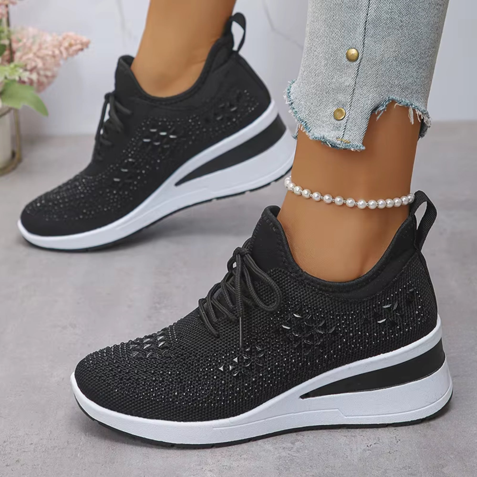 Sparkly Walking Sneakers for Women | Lightweight Fashion Trainers for Everyday Comfort