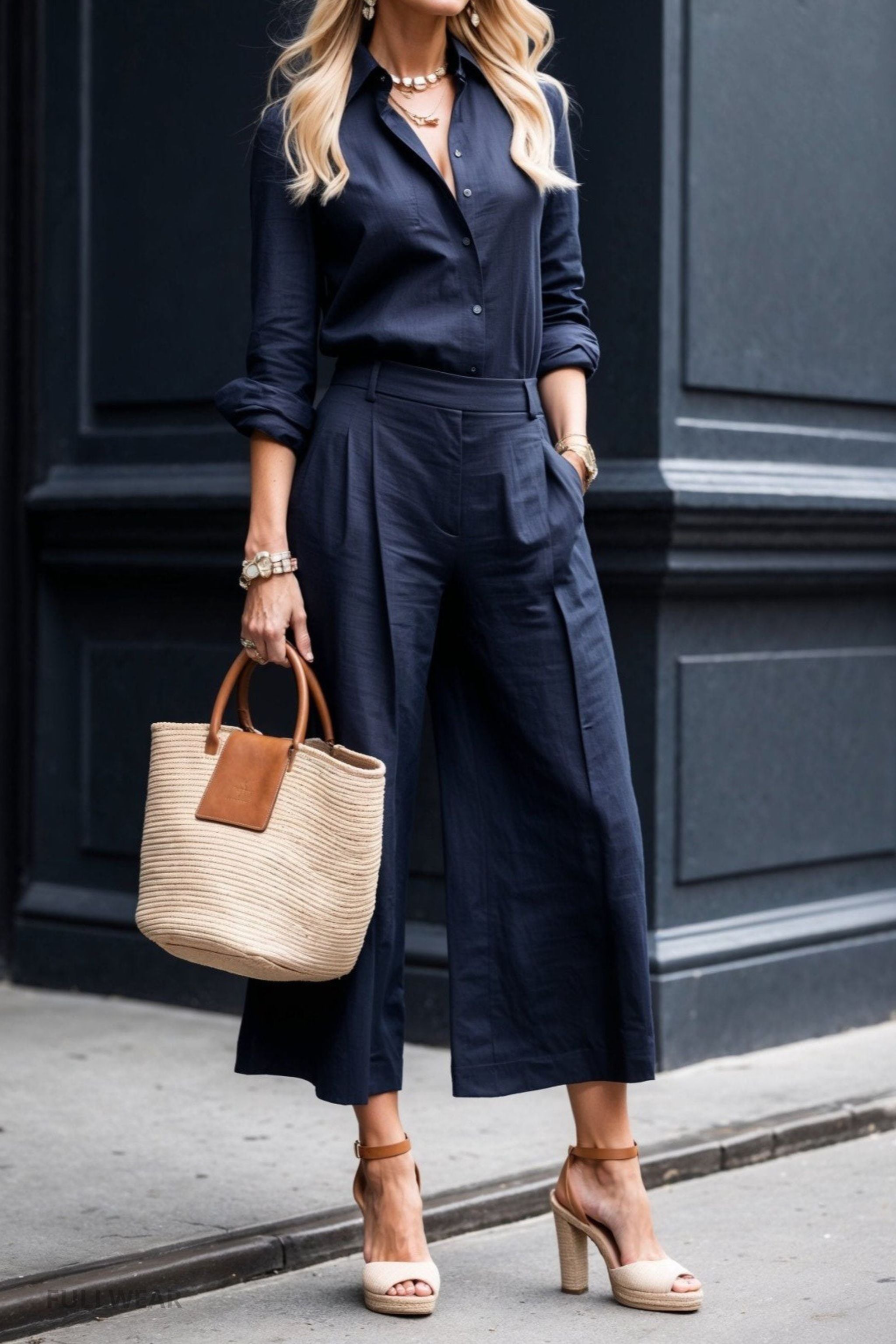 Women’s Light Pink Two Piece Set | Wide Leg Pants & Shirt | Classy Summer Outfit