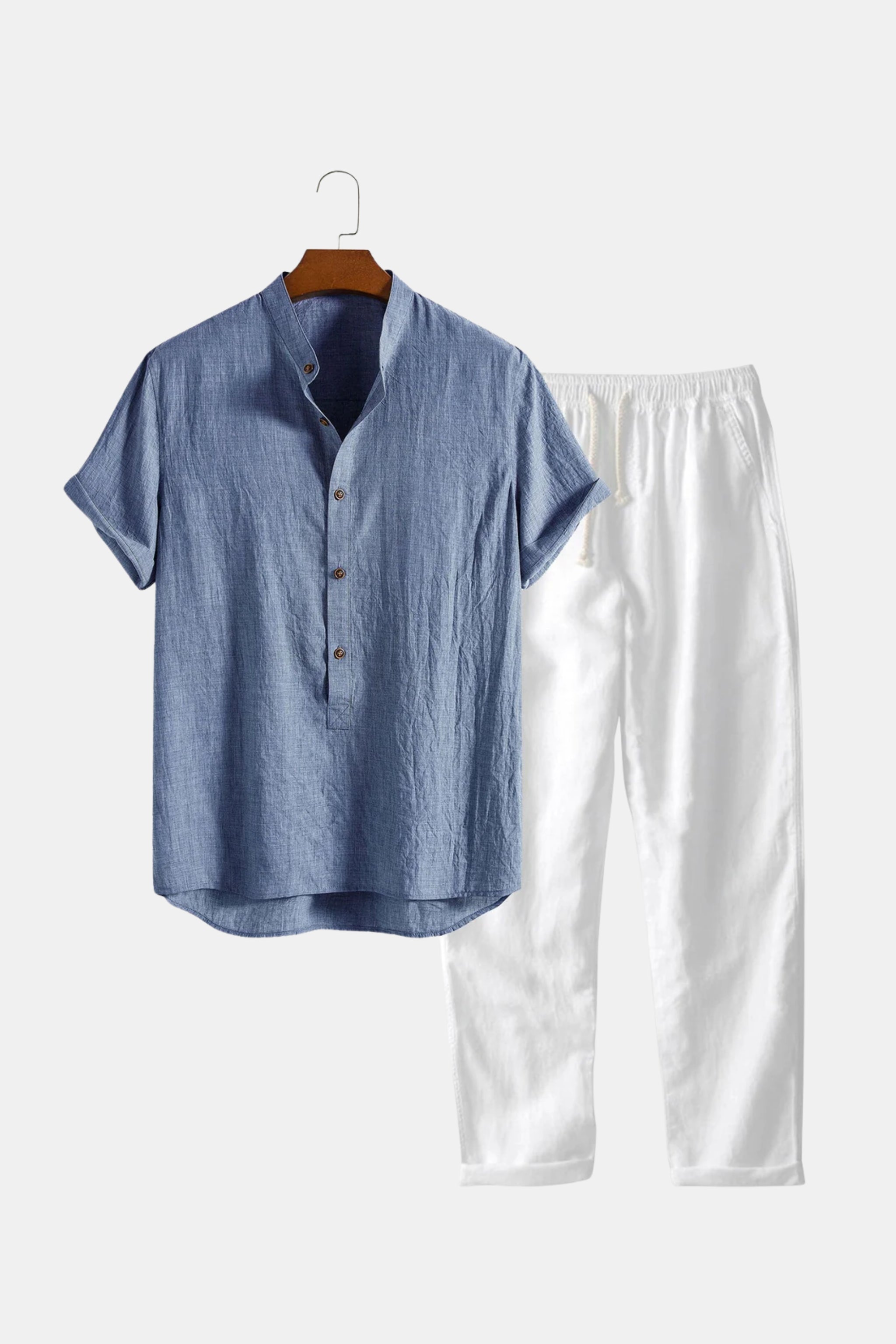 Green Button Up Shirt & Beige Pants Outfit - Men’s Summer Clothes Set | Men’s Beach Outfit