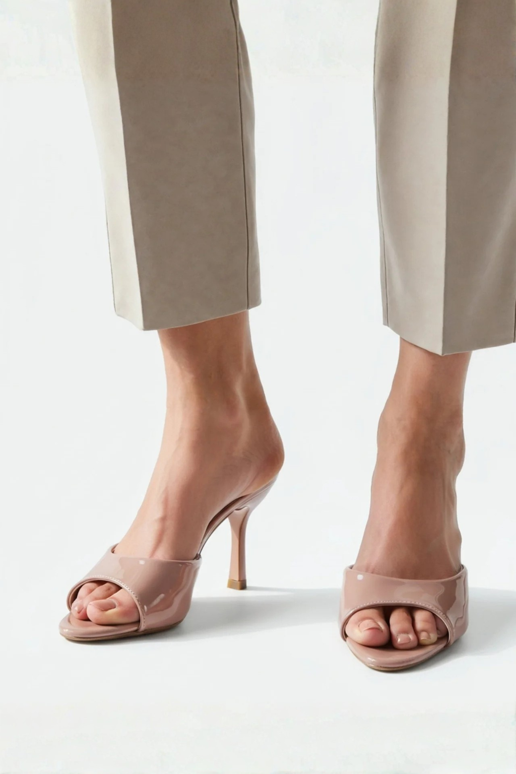 Patent Leather High Heels for Women – Open Toe Peep Toe Heeled Shoes | Black Patent Heels