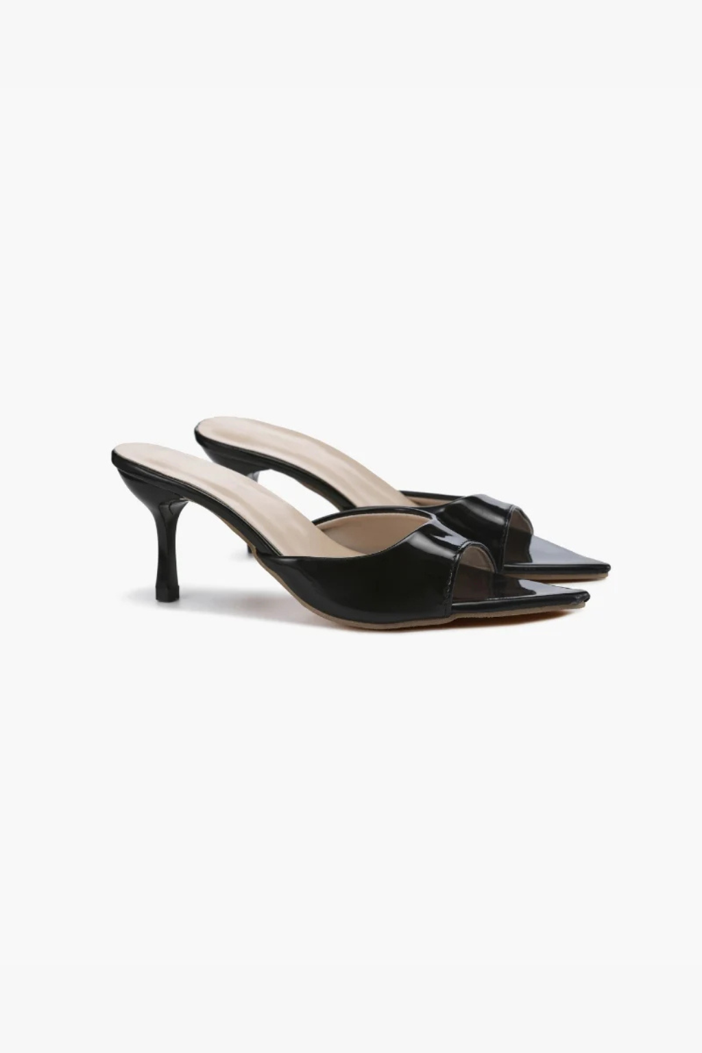 Patent Leather High Heels for Women – Open Toe Peep Toe Heeled Shoes | Black Patent Heels