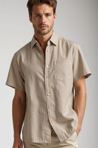 Men’s Premium Linen Short Sleeve Shirt | Breathable Summer Linen Button Up Shirt
