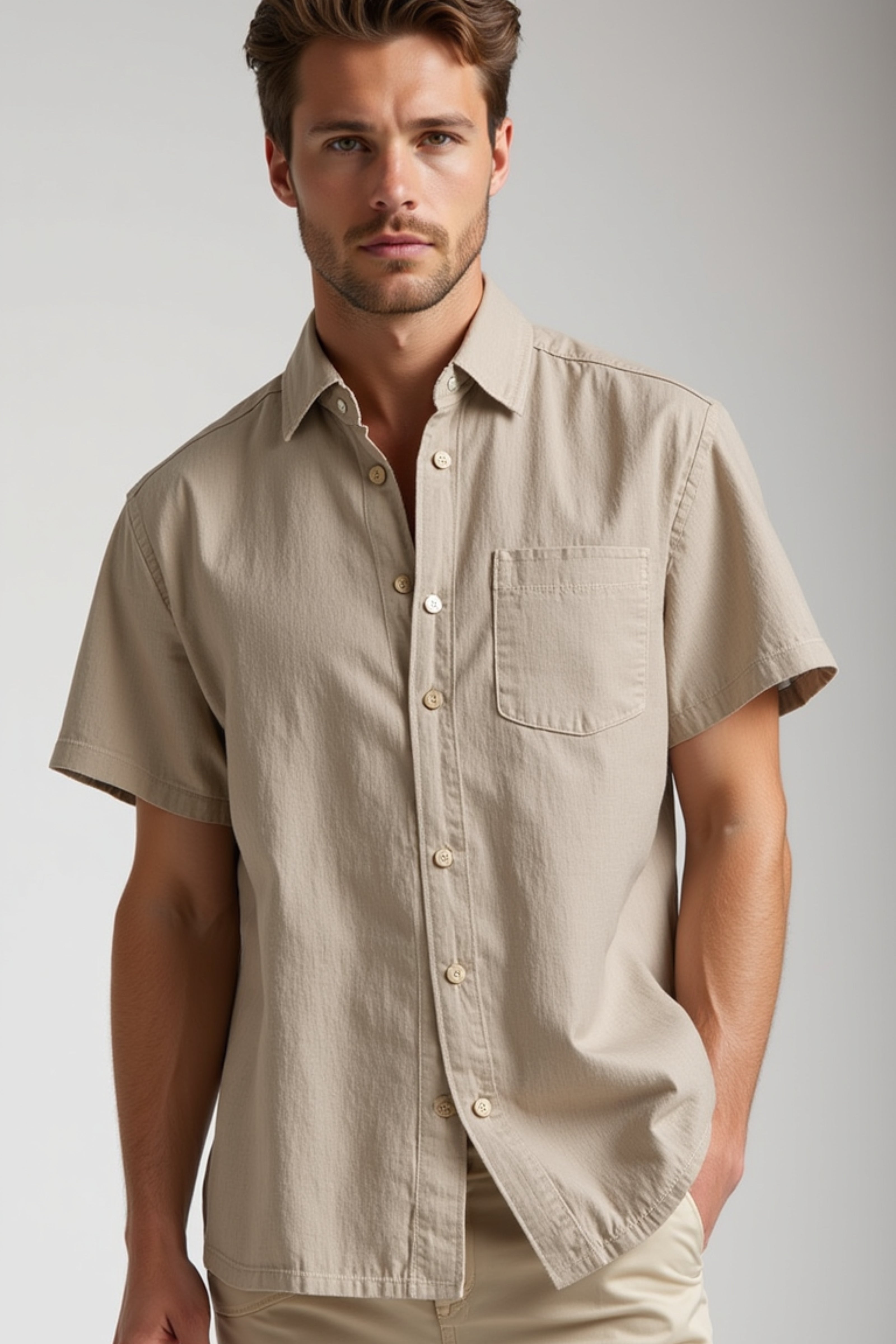 Men’s Premium Linen Short Sleeve Shirt | Breathable Summer Linen Button Up Shirt