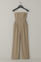 Elegant Strapless Formal Jumpsuit for Women – Wide Leg Jumpsuit | Classy Summer Formal Wear Jumpsuit with Pockets