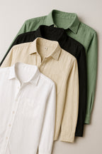 Men’s Linen Shirt | Natural Linen, Breathable Long Sleeve Summer Shirt