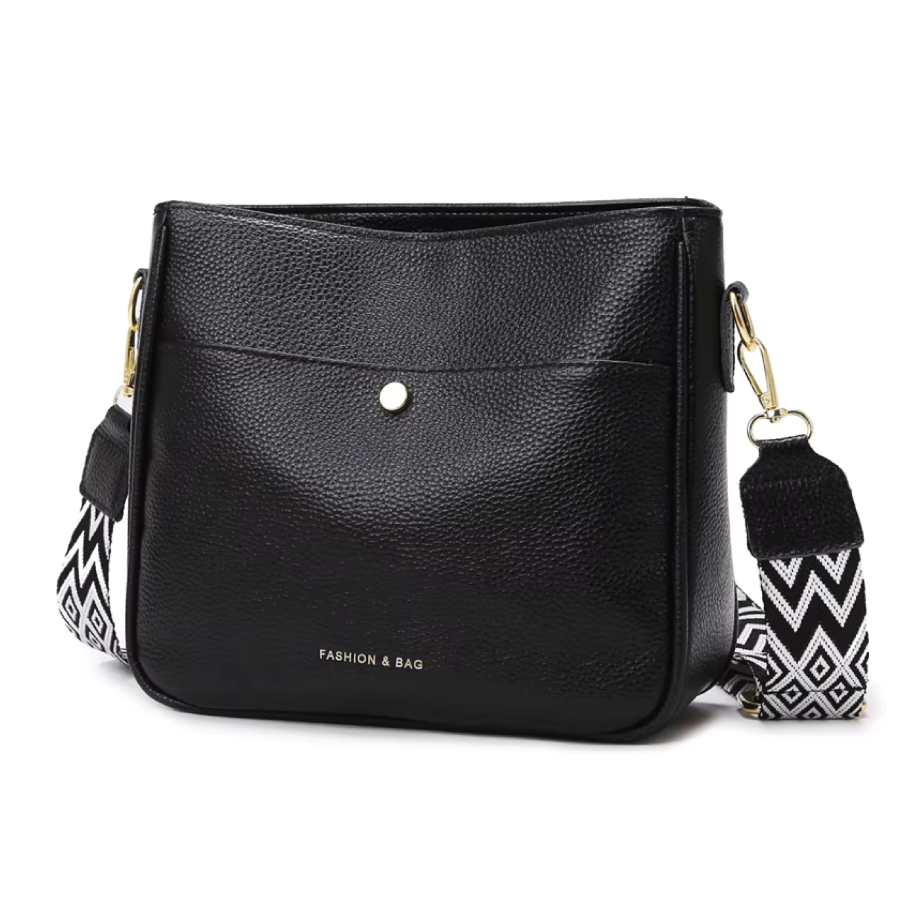 Black Leather Crossbody Bag for Women | Leather Cross Over Purse with Adjustable Strap