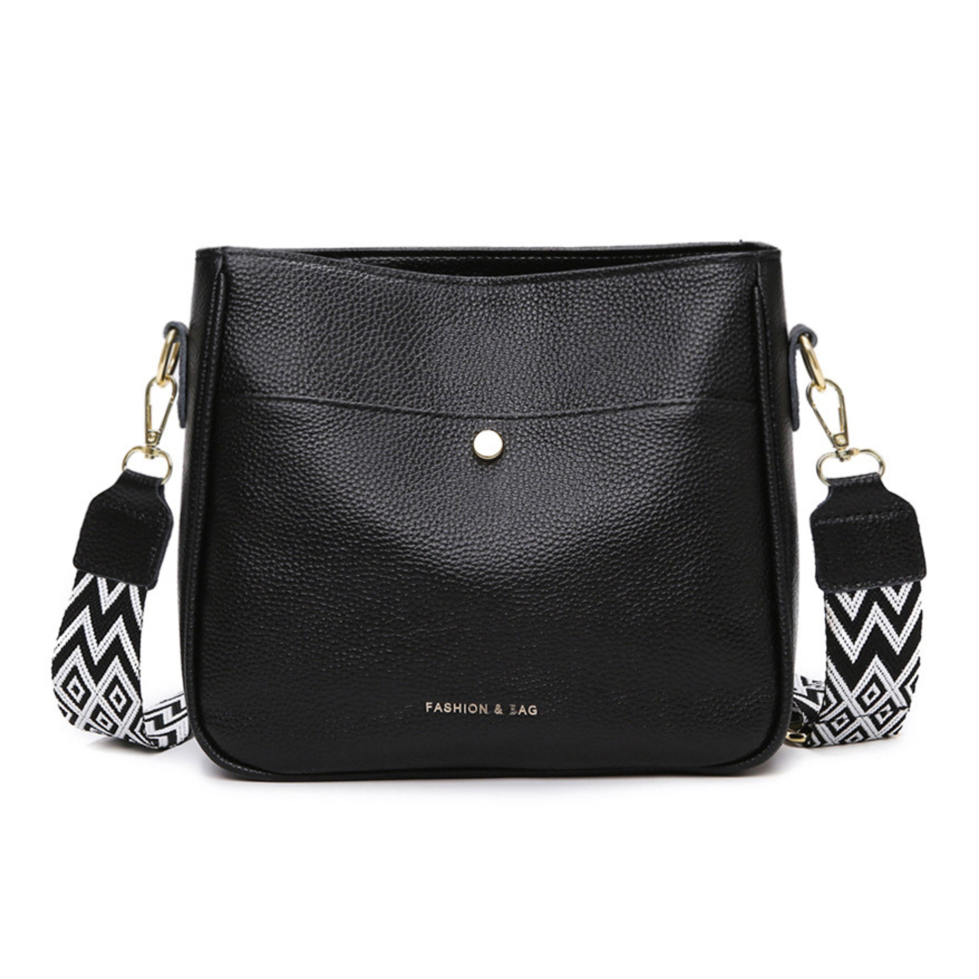 Black Leather Crossbody Bag for Women | Leather Cross Over Purse with Adjustable Strap