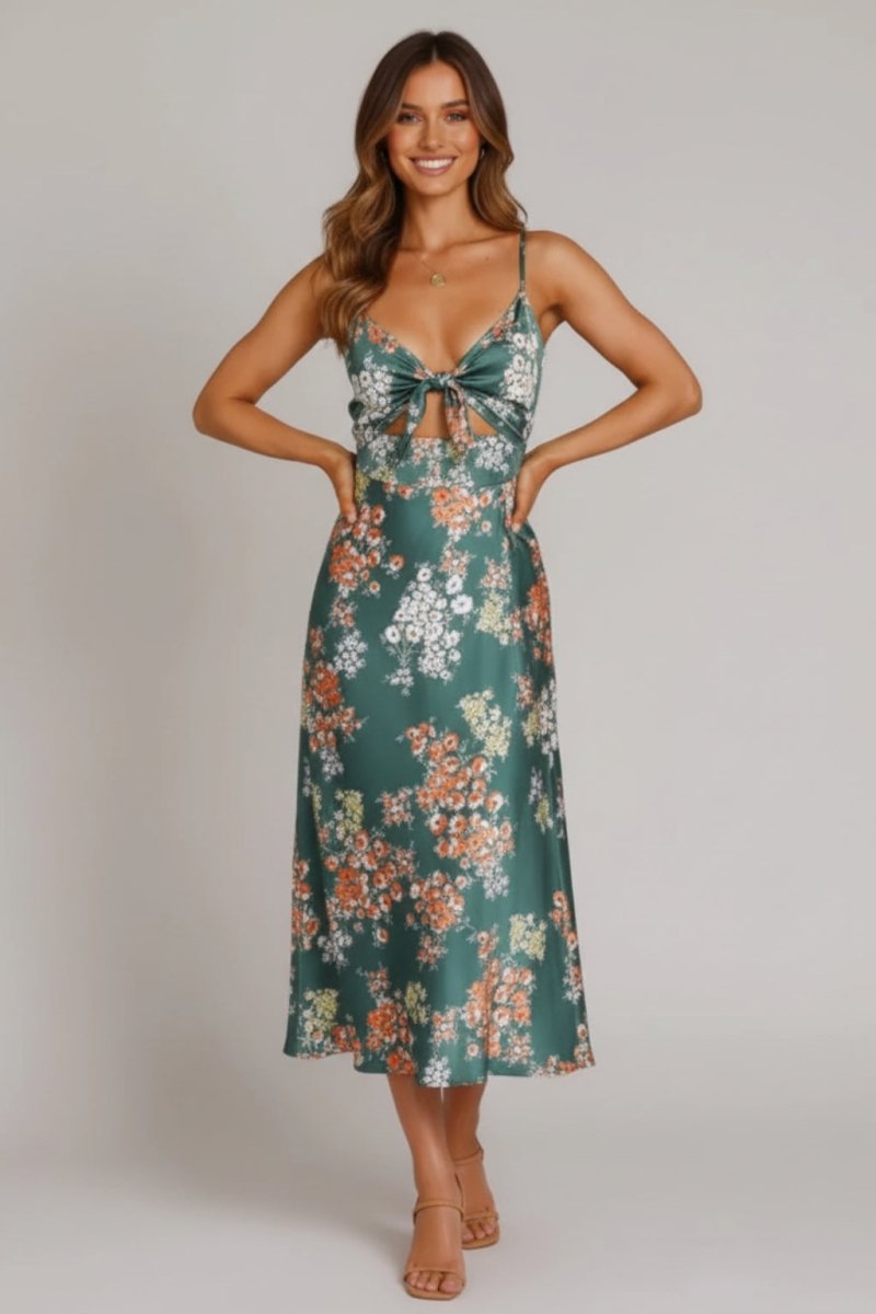 Alexis - Women’s Stylish Floral Tie Front Dress - Fullwear