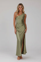 Alice | Women’s One Shoulder Satin Maxi Dress - Fullwear