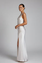Alice | Women’s One Shoulder Satin Maxi Dress - Fullwear
