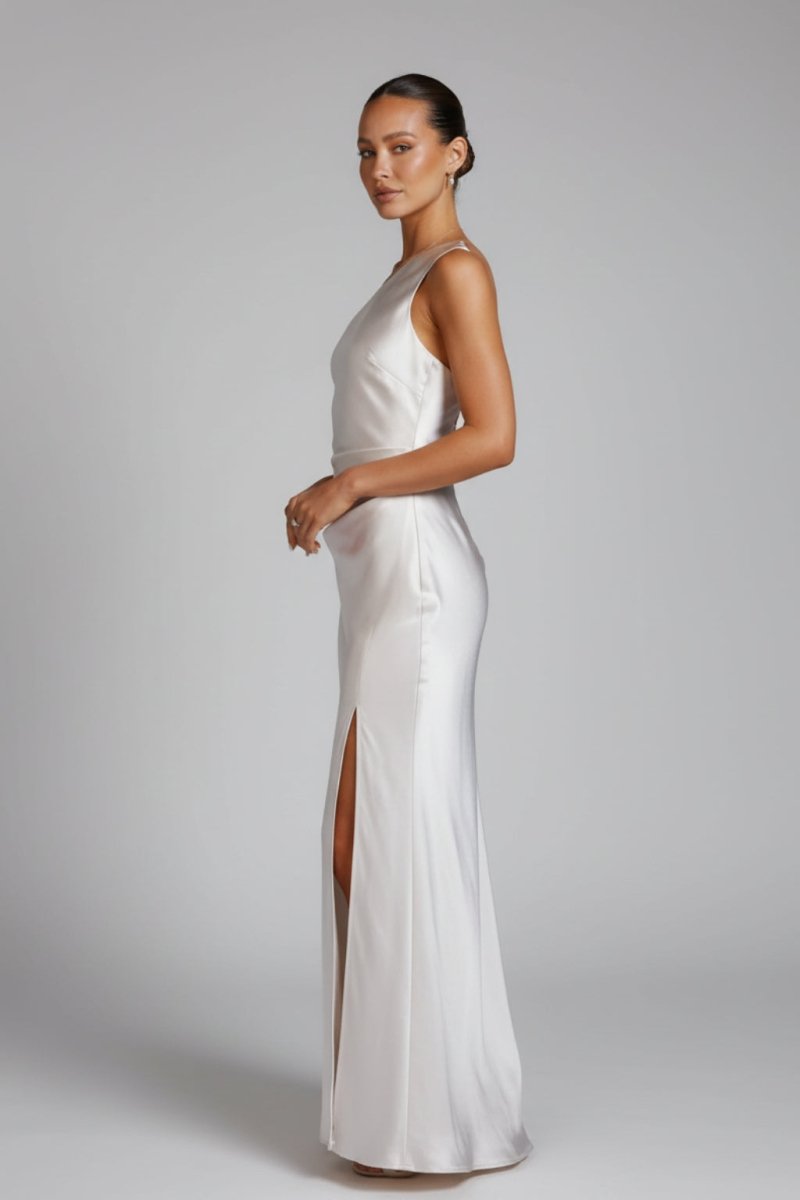 Alice | Women’s One Shoulder Satin Maxi Dress - Fullwear