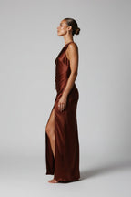 Alice | Women’s One Shoulder Satin Maxi Dress - Fullwear