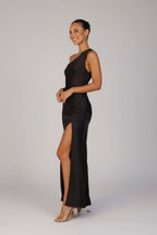 Alice | Women’s One Shoulder Satin Maxi Dress - Fullwear