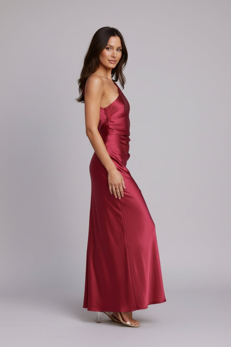 Alice | Women’s One Shoulder Satin Maxi Dress - Fullwear