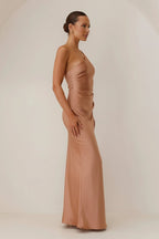 Alice | Women’s One Shoulder Satin Maxi Dress - Fullwear