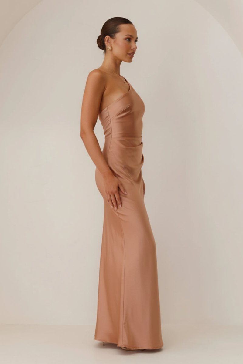 Alice | Women’s One Shoulder Satin Maxi Dress - Fullwear