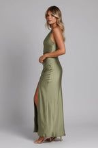 Alice | Women’s One Shoulder Satin Maxi Dress - Fullwear