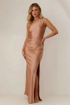 Alice | Women’s One Shoulder Satin Maxi Dress - Fullwear