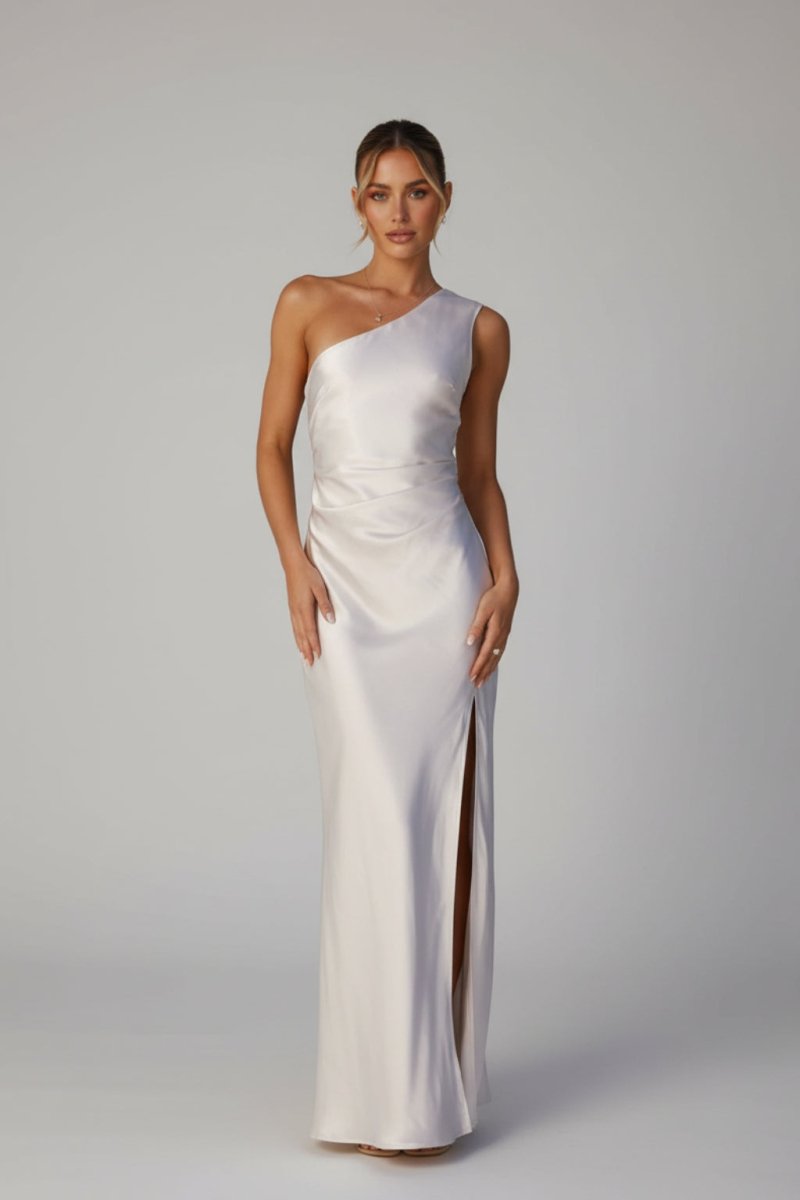 Alice | Women’s One Shoulder Satin Maxi Dress - Fullwear