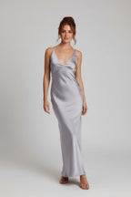 Amelia | Women’s V - Neck Satin Maxi Dress - Fullwear