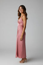 Amelia | Women’s V - Neck Satin Maxi Dress - Fullwear