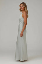 Amelia | Women’s V - Neck Satin Maxi Dress - Fullwear