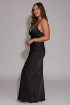 Amelia | Women’s V - Neck Satin Maxi Dress - Fullwear