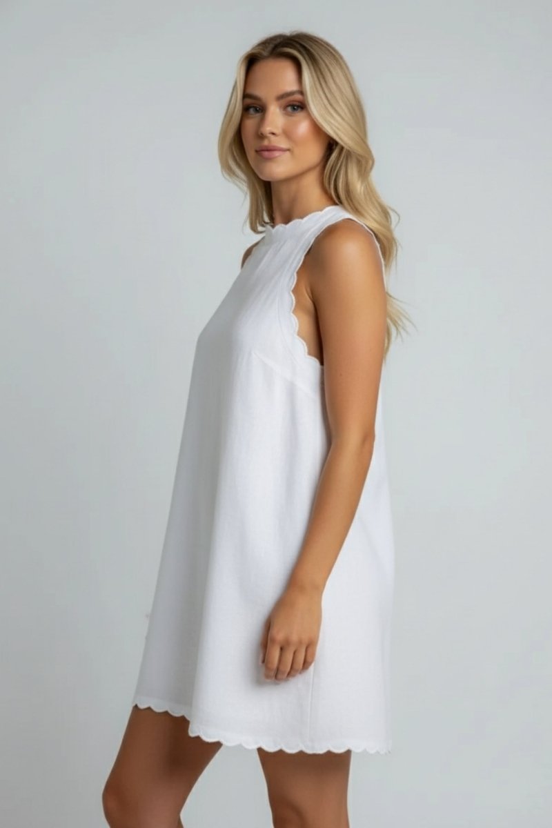 Diana | Summer Scallop Edge Mini Dress - Fullwear
