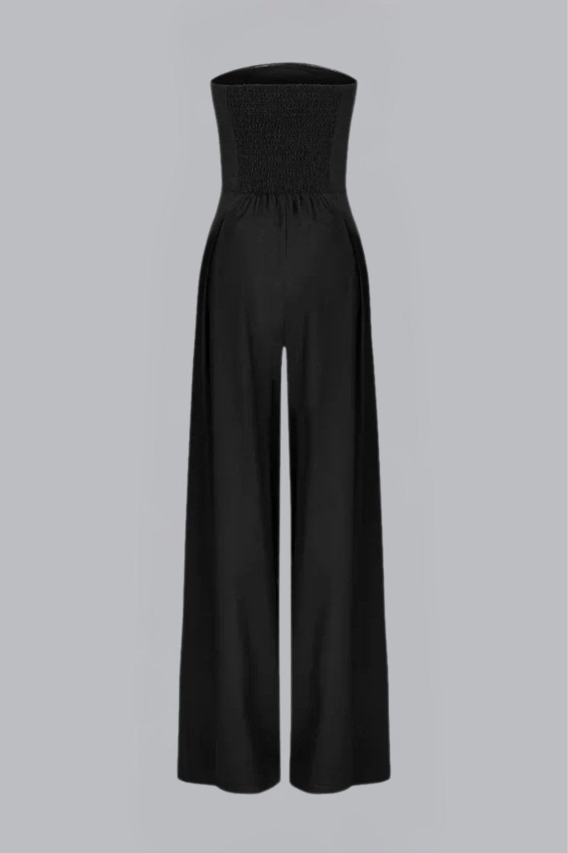 Elegant Strapless Formal Jumpsuit for Women – Wide Leg Jumpsuit | Classy Summer Formal Wear Jumpsuit with Pockets - Fullwear