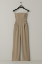 Elegant Strapless Formal Jumpsuit for Women – Wide Leg Jumpsuit | Classy Summer Formal Wear Jumpsuit with Pockets - Fullwear