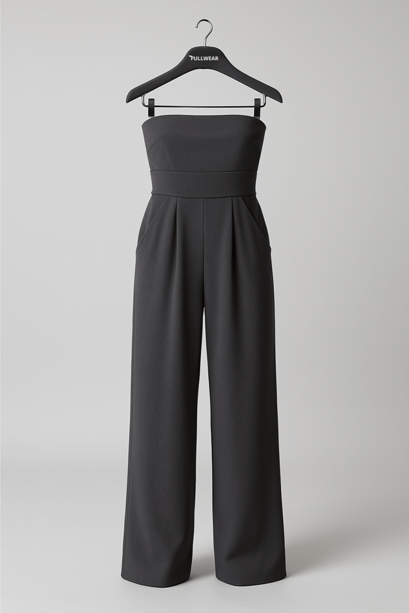 Elegant Strapless Formal Jumpsuit for Women – Wide Leg Jumpsuit | Classy Summer Formal Wear Jumpsuit with Pockets - Fullwear