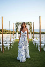 Floral Maxi Dress for Women | Blue and White Ruffled Maxi Dress - Fullwear