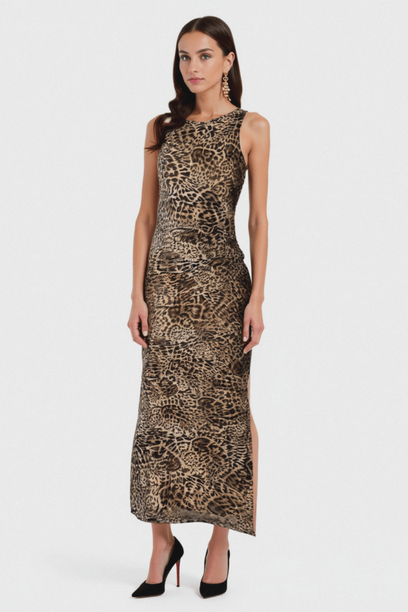 Leopard Print Dress for Women | Leo Print Long Maxi Dress with Sleek Fit - Fullwear