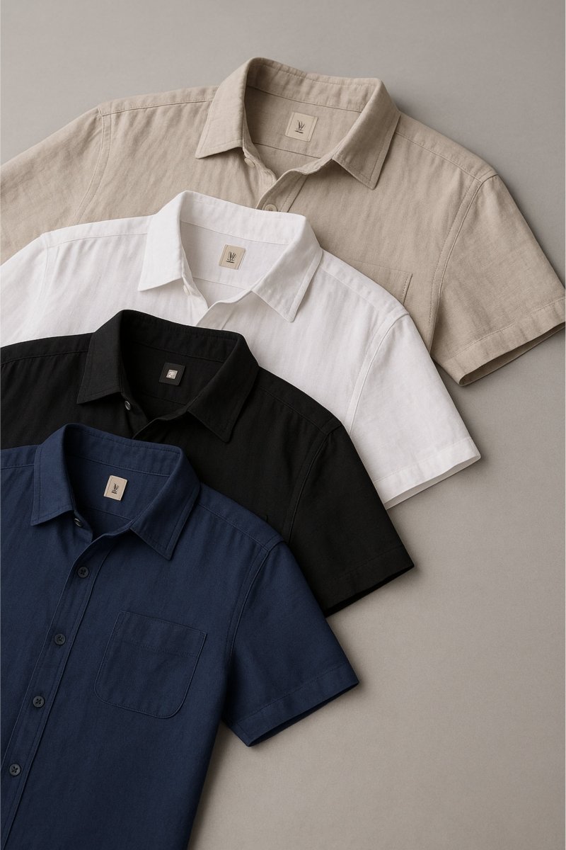 Men’s Premium Linen Short Sleeve Shirt | Breathable Summer Linen Button Up Shirt - Fullwear