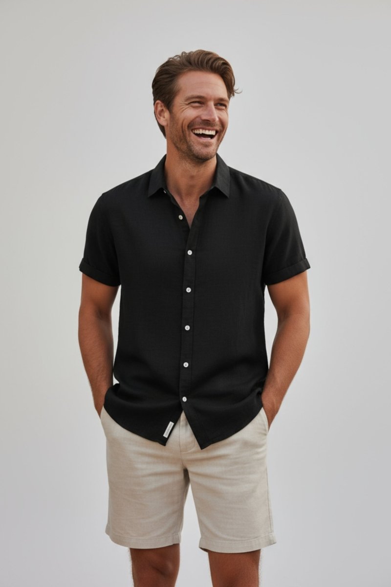 Mens Short Sleeve Button Up Shirt | Casual Summer Beach Shirt - Fullwear