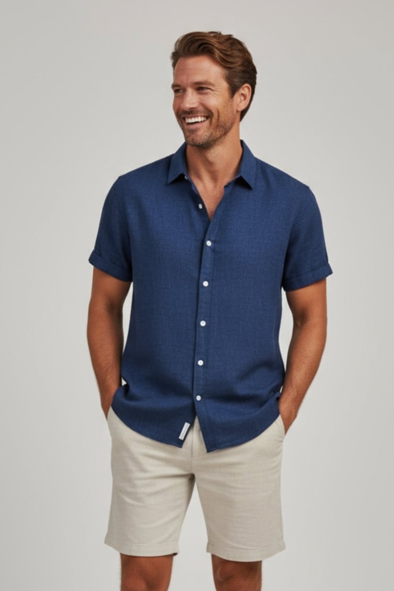 Mens Short Sleeve Button Up Shirt | Casual Summer Beach Shirt - Fullwear