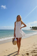 Linen Mini Dress For Women | Summer Mini Dress | Beach Mini Dress | Short White Dress
