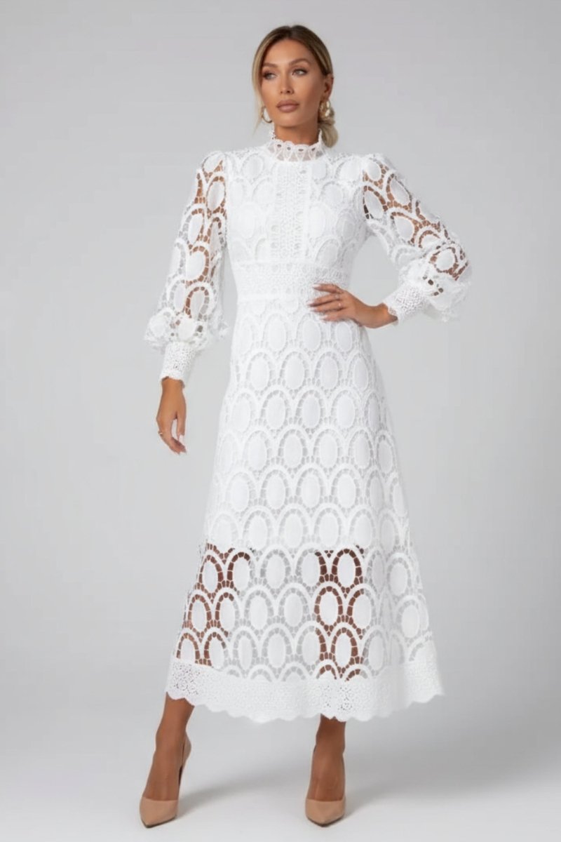White Lace Midi Dress for Women | Multicolor Midi Dress - Fullwear