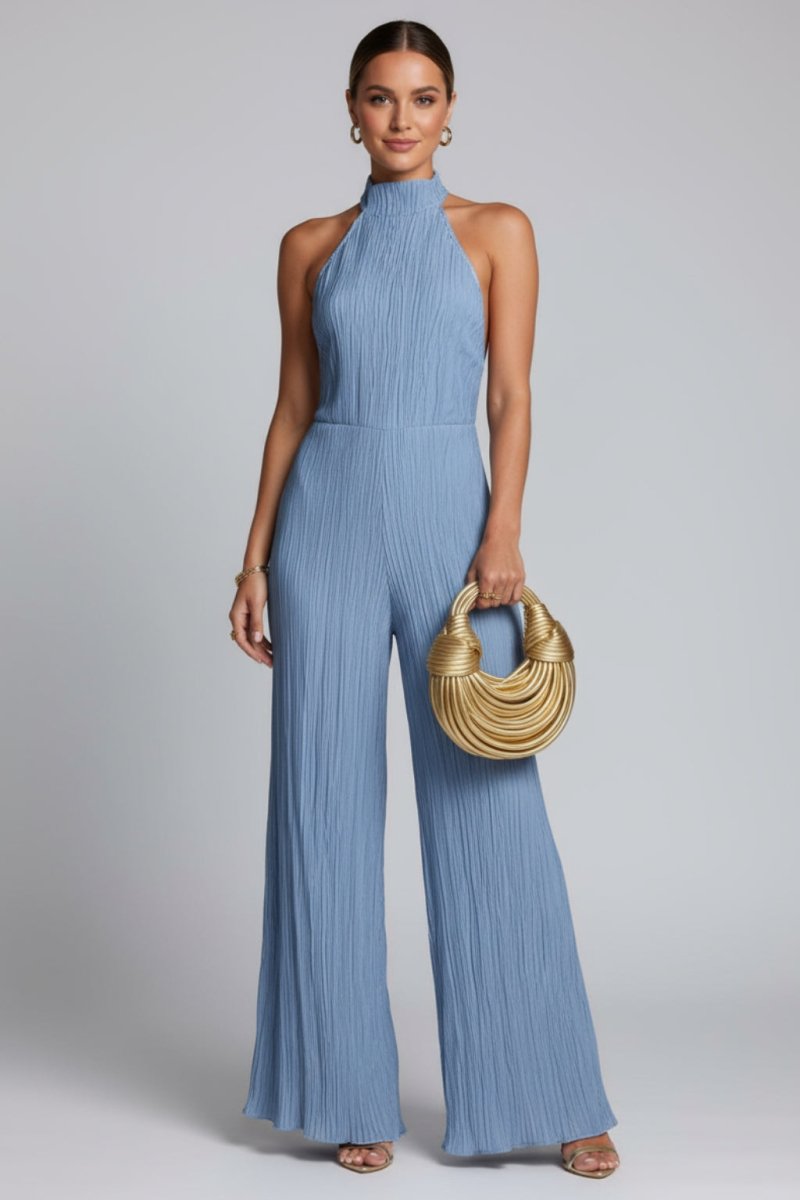 Women’s Halter Backless Wide Leg Jumpsuit | Elegant Evening Party Outfit - Fullwear