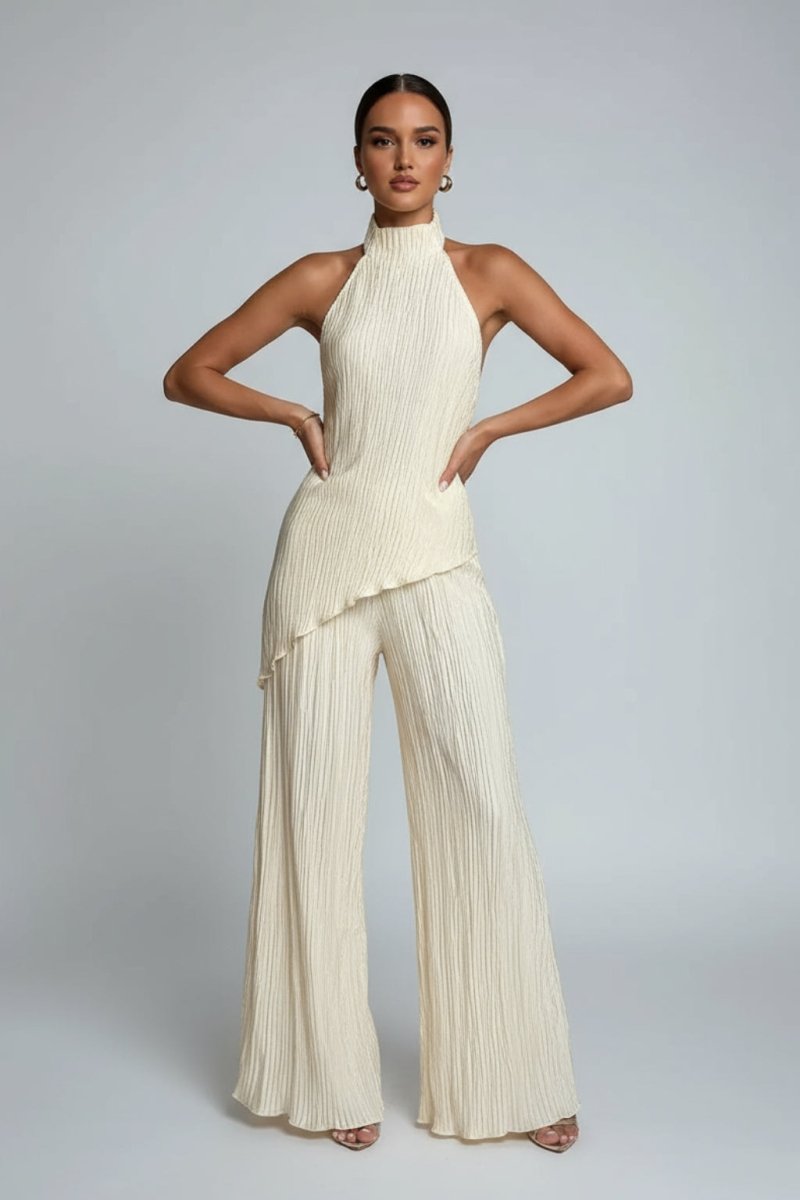 Women’s Halter Backless Wide Leg Jumpsuit | Elegant Evening Party Outfit - Fullwear