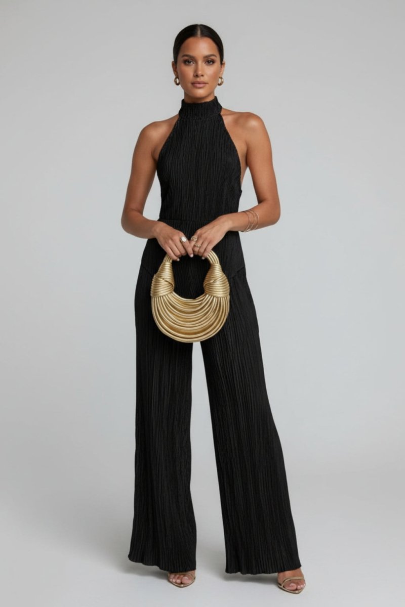 Women’s Halter Backless Wide Leg Jumpsuit | Elegant Evening Party Outfit - Fullwear