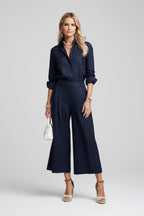 Women’s Light Pink Two Piece Set | Wide Leg Pants & Shirt | Classy Summer Outfit - Fullwear